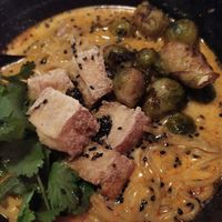 Deep fried brussels sprouts (amazing) with coconut sauce at Kokomo Noodle Club in Hamburg