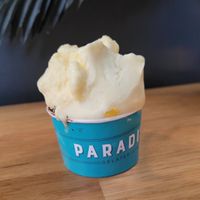 Pineapple sorbet on top of chocolate sorbet! at Paradis - Mathallen in Oslo