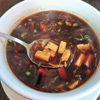 hot and sour tofu soup (vegan) at Lendav Taldrik in Tallinn