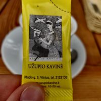 The brand of the place at Uzupio Kavine in Vilnius