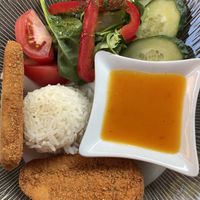 Vegan Schnitzel meal 14 euros .  at Uzupio Kavine in Vilnius