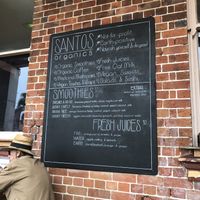 Menu at Santos Cafe in Mullumbimby