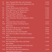 Some of the vegan options at Ng's Cuisine in Ottawa