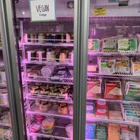 Vegan fridge section!  at Santos Health Foods & Cafe in Byron Bay
