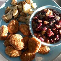 Adult chicken nuggets - house made and better than any you can buy! at Frannie's Vegan Cafe in Johnson City