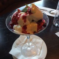 Vegan dessert - soya yogourt fruits and meringue  at JW's Brasserie in Westport
