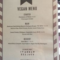 Vegan menu at JW's Brasserie in Westport