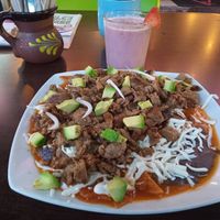 Chilaquiles at Veggicano Plant Based in Mexico City