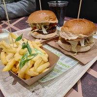 Cheesy burger, beyond meat burger and cheesy fries at Vedang - green burger | Alexa in Berlin
