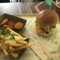 Cheeseburger, nuggets, and cheese fries. So yummy! at Vedang - green burger | Alexa in Berlin