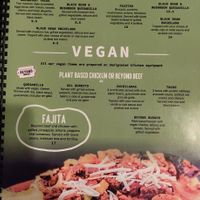 Vegan menu at Pepe's Cantina in Winter Park