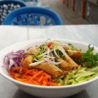 Vermicelli noodle with spring rolls at Thèm in Docklands