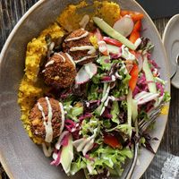 Falafel bowl at Boom + Batten in Victoria