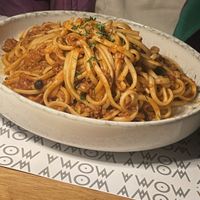 Pasta Bolognese vegan  at Moma in Athens