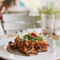 Vegan moussaka at Moma in Athens