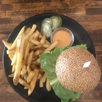 Beyond meat burger  at Petisco Vegano in New York City