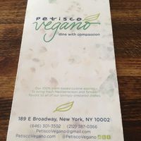 Menu at Petisco Vegano in New York City