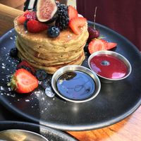 Berry oat pancakes  at Petisco Vegano in New York City