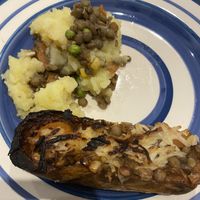 Shepards pie and loaded lentil and cheese potato skins at The Spud Shop in Adelaide