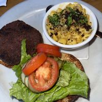 CLASSIC BURGER (GFO, CN)  //  15 

Soy protein, veggie, and walnut patty, lettuce, tomato, pickle, onion on a Challah bun. Mac n cheese side. at Watercourse Foods in Denver