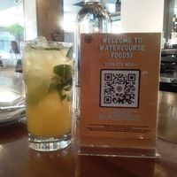Passion fruit mojito mocktail at Watercourse Foods in Denver