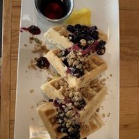 Lemon-blueberry waffle  at Watercourse Foods in Denver