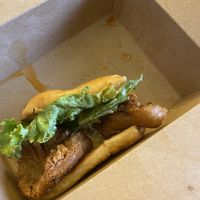 Oyster mushroom po’boy. It came with mixed greens and an amazing maple vinaigrette   at Watercourse Foods in Denver