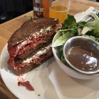 Pastrami on rye w salad   at Watercourse Foods in Denver