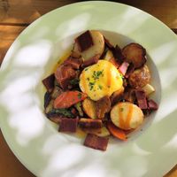Potato hash and poached "egg" at Watercourse Foods in Denver