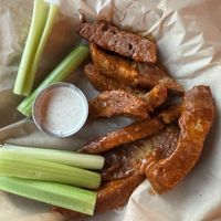 Buffalo seitan wings  at Watercourse Foods in Denver