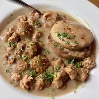 Lion’s mane biscuits and gravy  at Watercourse Foods in Denver