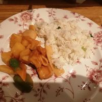 Sweet and sour tofu with veg and fried rice without egg at Michael Wan's Mandarin in Blackpool