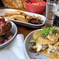 Waffle, scramble, shrooms and spuds  at Fowl and Fodder in Toledo