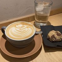 oat milk latte and vegan cookie   at Melt Cafe in Zagreb