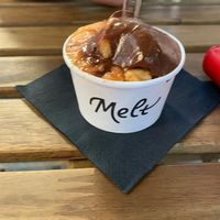 Dark chocolate and peach ice cream at Melt Cafe in Zagreb