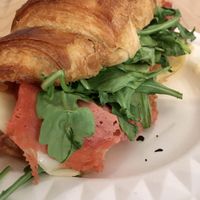 Vegan pastrami and cheese croissant sandwich  at bloomer's in Toronto