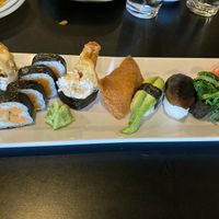 veggie lunch sushi plate with sweet potato sushi  at Tokyo Japanese in Rochester
