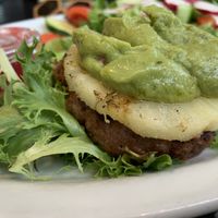 Aloha burger, Sub veg patty, no chipotle, no cheese & no bun. Garden salad raspberry vinaigrette dressing.  at Red Herring Pub in St Andrews