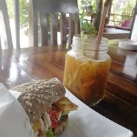 Self-made lemongrass-passionfruit ice tea at Two Sister  in Koh Samui