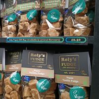 Two kinds of vegan fudge at Roly's Fudge Pantry in Exeter