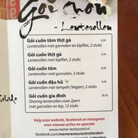 Menu 2 at MeMe Vietnamese Food in Rotterdam