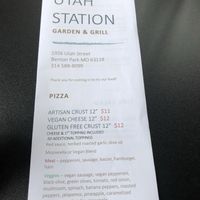 Menu  at Utah Station in St Louis