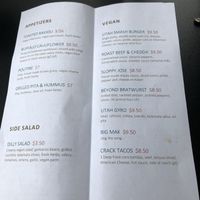 Menu at Utah Station in St Louis