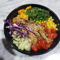 Bowl with Heura meat at Tasty Poke Bar in Tenerife