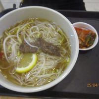 Serves Vietnamese vegan beef Pho (with or without herbds of your choice) at Loving Hut - Yonsei University in Seoul