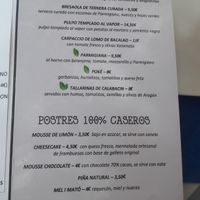 Menu at La Frescura in Valencia