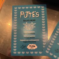 Gelato Menu at Putte's in Helsinki