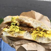 Vegan breakfast roll  at Black Rabbit in Edinburgh