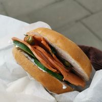 Salmon & Cream Cheese Bagel at Black Rabbit in Edinburgh