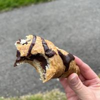 Belgian chocolate croissant. So much chocolate inside!  at Black Rabbit in Edinburgh